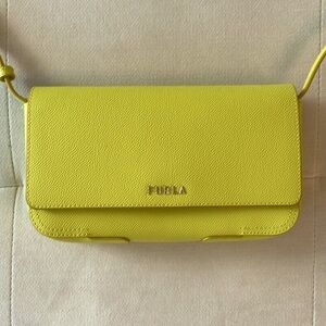 Crossbody Furla purse in bright yellow